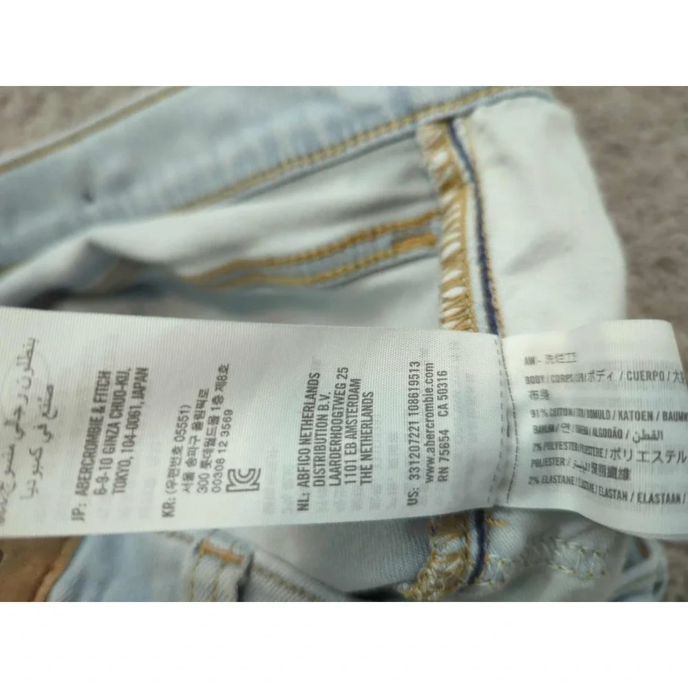 Hollister Jeans Mens 32 Light Wash Distressed Straight Slim Stretch‎ 90s